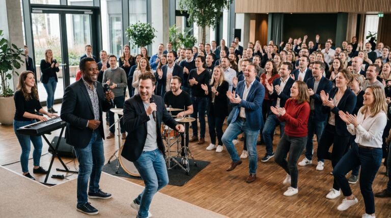 Menschen bei einem Vacls-Gesang in fröhlicher Runde