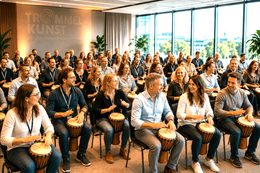 Große Gruppe bei einem gemeinsamen Trommel-Event